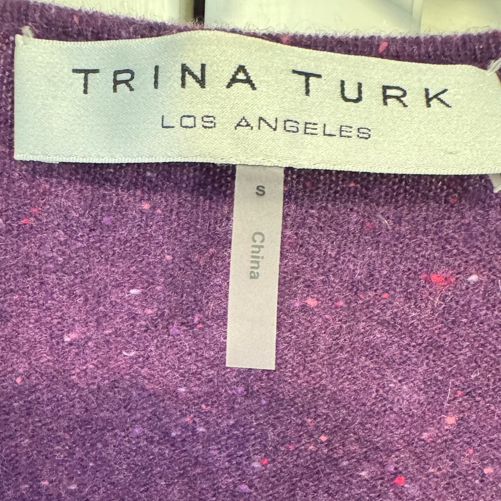 Trina Turk 100% cashmere sweater vest purple speckled size small EUC - Picture 4 of 4